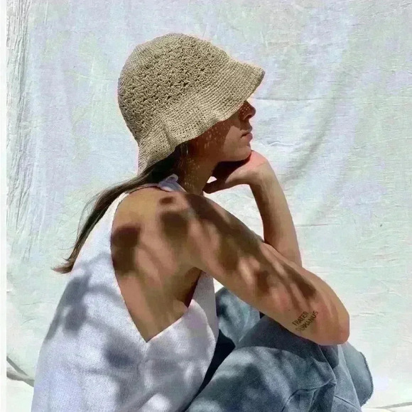 Jessica Tan Crochet Hat - Picture 1 of 5
